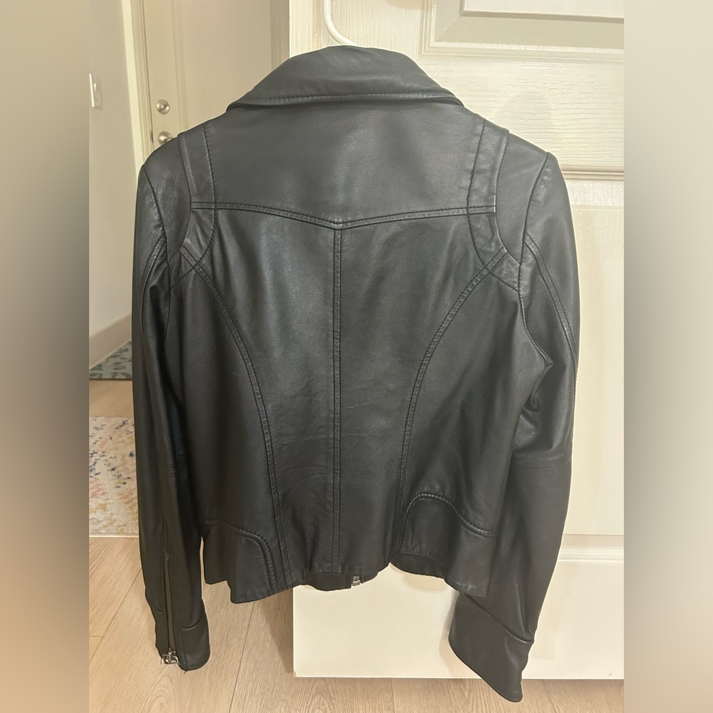 Black 100% Leather Jacket (M) - Picture 3 of 5